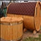 Outdoor barrel saunas