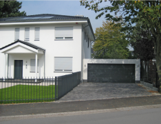 Concrete double garage with floor 598x598 cm large gates