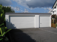 Concrete double garage with floor 598x598 cm large gates