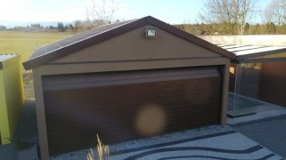 Double garage with saddle roof and large gates 504x580 cm