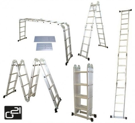 Aluminium stepladder GA-SZ-4x4-4,6M multifunctional + groundsheet