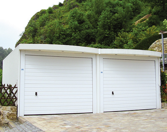 Concrete double garage with floor