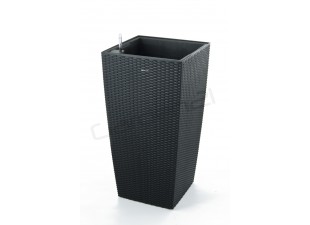 Self-watering flowerpot rattan Linea big black 76 cm